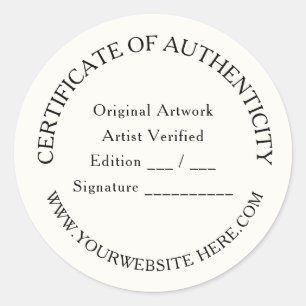 Luxury Certificate of Authenticity Sticker   Ivory