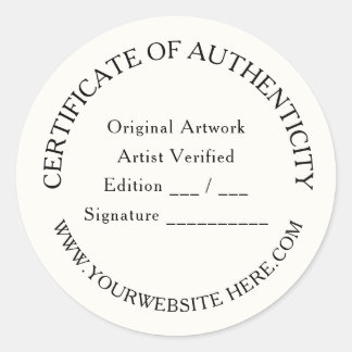 Luxury Certificate of Authenticity Sticker | Ivory