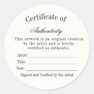 Luxury Certificate of Authenticity Sticker | Ivory