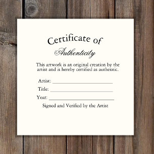 Luxury Certificate of Authenticity Sticker   Ivory