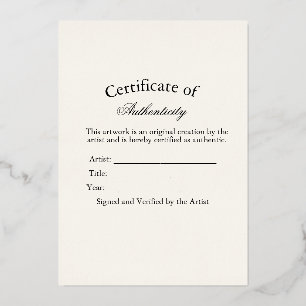 Luxury Certificate of Authenticity Sticker Ivory Foil Holiday Card