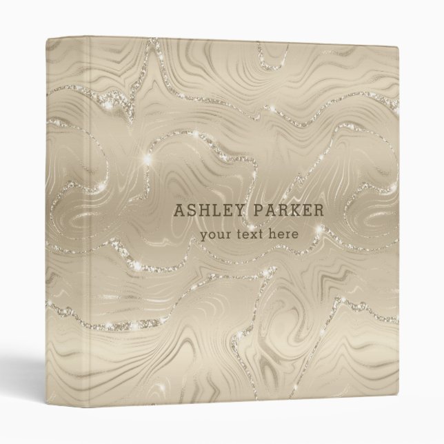 Luxury Champagne Background Beige Glitter  3 Ring  3 Ring Binder (Front/Spine)