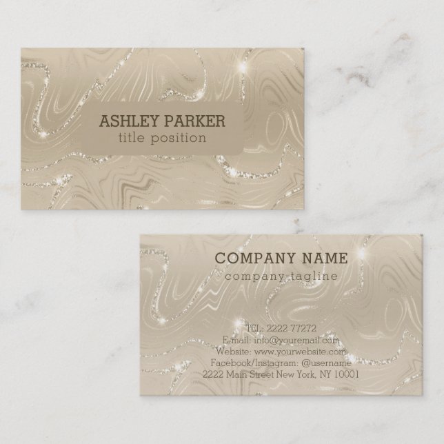 Luxury Champagne Background Beige Glitter  Busines Business Card (Front/Back)