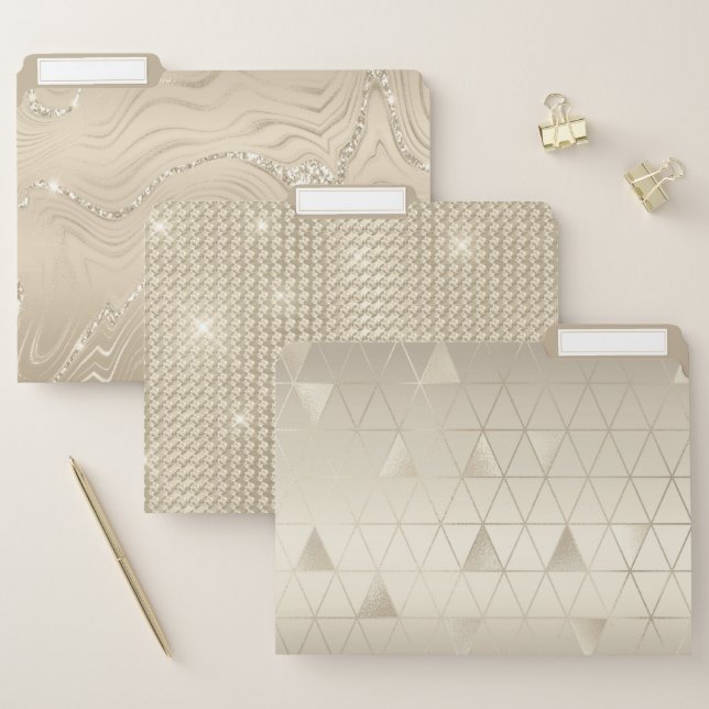 Luxury Champagne Background Beige Glitter  File Folder (Set)
