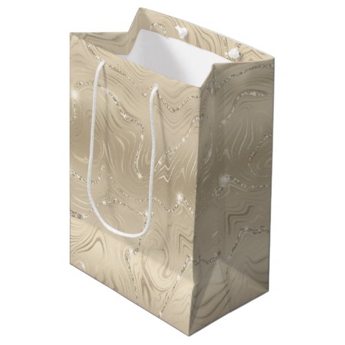 Luxury Champagne Background Beige Glitter Medium Gift Bag