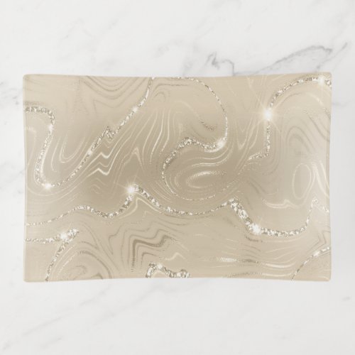 Luxury Champagne Background Beige Glitter  Trinket Tray