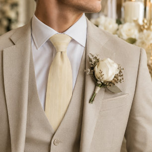 Luxury Champagne Cream Ribbed Jacquard Stripes Neck Tie