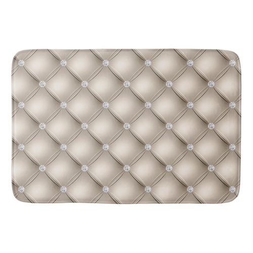 Luxury Champagne Diamond Tufted Pattern Bath Mat