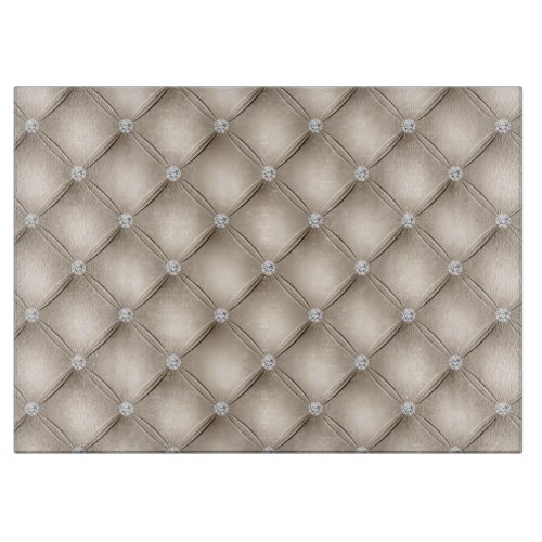 Luxury Champagne Diamond Tufted Pattern Cutting Board