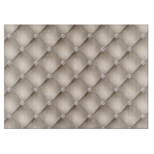Luxury Champagne Diamond Tufted Pattern Cutting Board (Front)