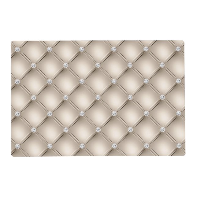 Luxury Champagne Diamond Tufted Pattern Placemat (Front)