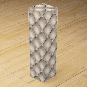 Luxury Champagne Diamond Tufted Pattern Wine Box