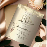 Elegant chic rose gold glitter foil 50th birthday invitation, Zazzle