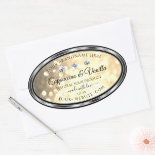 Luxury Champagne Glitter Product Labels Diamonds