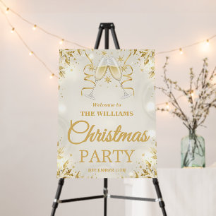 Luxury Champagne Gold Christmas Party Welcome Foam Board