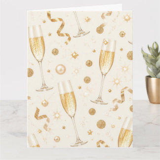 Luxury Champagne Gold Confetti Pattern | Elegant C Card