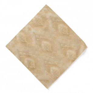 Luxury Champagne Gold Damask Pocket Square Bandana