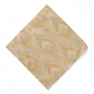 Luxury Champagne Gold Damask Pocket Square Bandana