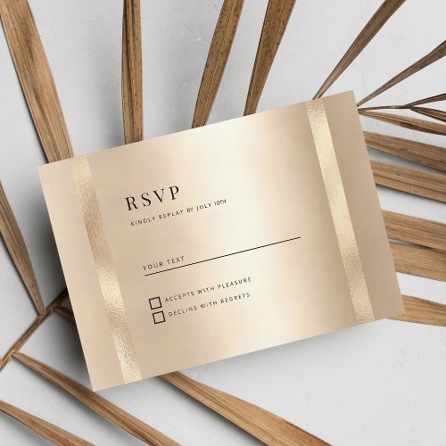 Luxury champagne gold glam minimalist RSVP Invitation