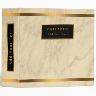 Luxury Champagne Gold Glitter Marble Customize 3 Ring Binder