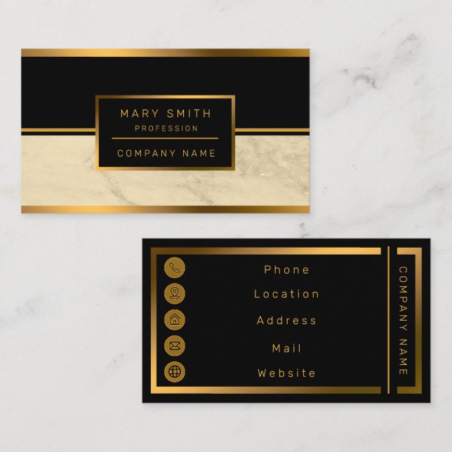 Luxury Champagne Gold Glitter Marble Customize Business Card (Front/Back)