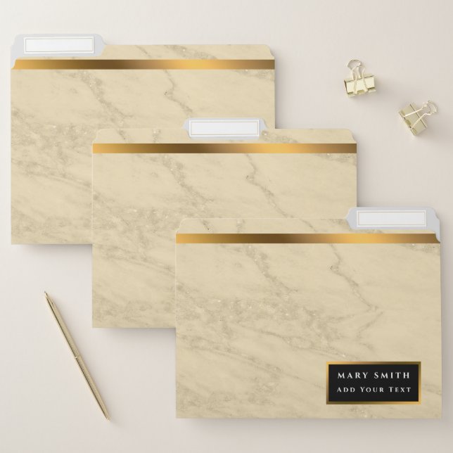 Luxury Champagne Gold Glitter Marble Customize File Folder (Set)
