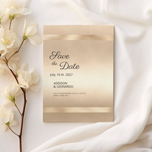 Luxury champagne gold minimalist Save the Date  Invitation