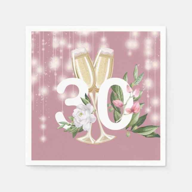 Luxury Champagne Pink 30th Birthday Napkins (Front)