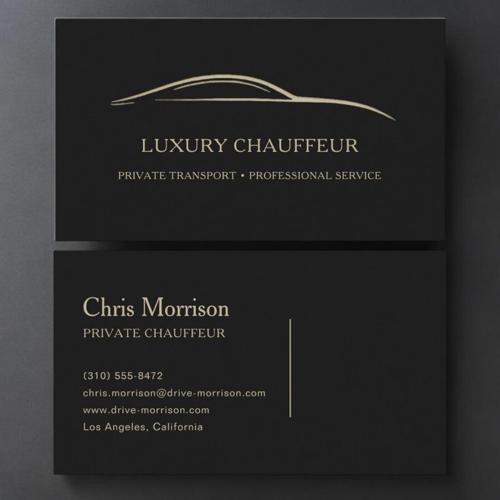 Luxury Chauffeur Black & Gold Business Card