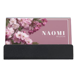 Luxury Cherry Blossom Gold Frame Desk Business Card Holder