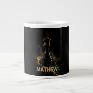 Luxury Chess King Emerald Gold Custom Name Giant Coffee Mug