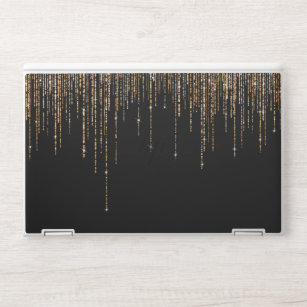Luxury Chic Black Gold Sparkly Glitter Fringe HP Laptop Skin