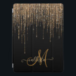 Luxury Chic Black Gold Sparkly Glitter Fringe iPad Pro Cover<br><div class="desc">This glamorous and luxury print is the perfect design for the stylish and trendy woman. It features a faux sparkly gold glitter fringe curtain with faux glitter typography on top of a simple black background. It's an elegant, chic, trendy, and modern bling design with a Hollywood vibe! ***IMPORTANT DESIGN NOTE:...</div>