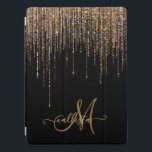 Luxury Chic Black Gold Sparkly Glitter Fringe iPad Pro Cover<br><div class="desc">This glamorous and luxury print is the perfect design for the stylish and trendy woman. It features a faux sparkly gold glitter fringe curtain with faux glitter typography on top of a simple black background. It's an elegant, chic, trendy, and modern bling design with a Hollywood vibe! ***IMPORTANT DESIGN NOTE:...</div>
