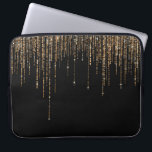 Luxury Chic Black Gold Sparkly Glitter Fringe Laptop Sleeve<br><div class="desc">This glamorous and luxury print is the perfect design for the stylish and trendy woman. It features a faux sparkly gold glitter fringe curtain with faux glitter typography on top of a simple black background. It's an elegant, chic, trendy, and modern bling design with a Hollywood vibe! ***IMPORTANT DESIGN NOTE:...</div>