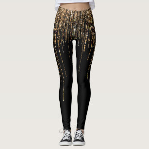 NWT Express Black Gold Glitter Sparkle Metallic Leggings Size XXS