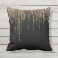 Luxury Chic Black Gold Sparkly Glitter Fringe