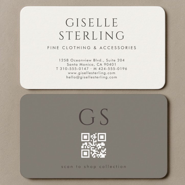 Luxury Chic Boutique Fashion QR Code Business Card
