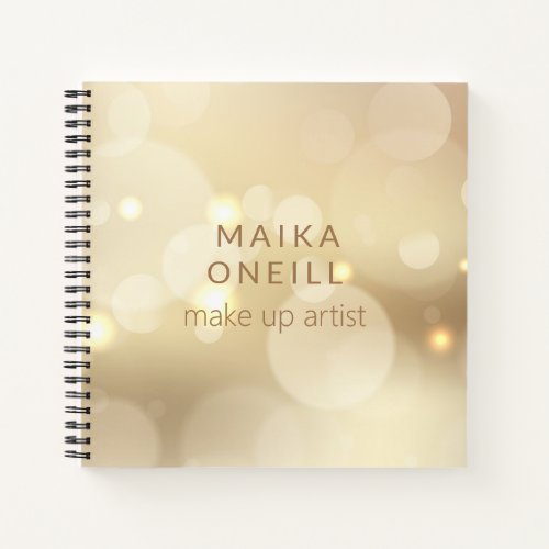 Luxury chic champagne gold bokeh personalized notebook