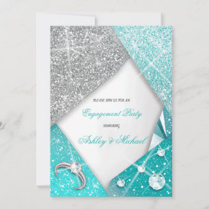 luxury chic classy turquoise silver jewels glory invitation