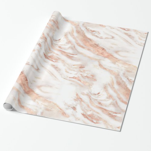Luxury Chic Copper Rose Gold Foil Marble Wrapping Paper