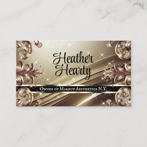 Luxury Chic Deluxe Golden Ombre Ornate Flourish  Business Card