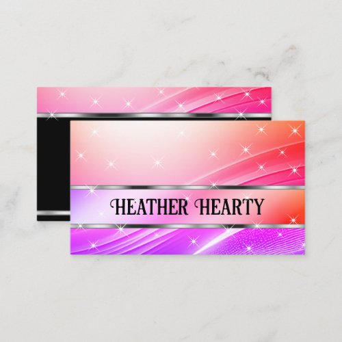 Luxury Chic Deluxe Liquid Silver Colorful Rainbow  Business Card