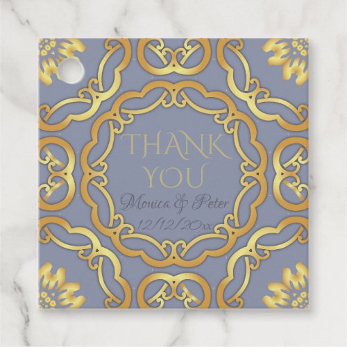 Luxury Chic Elegant Gold Border On Grey Thank You Favor Tags