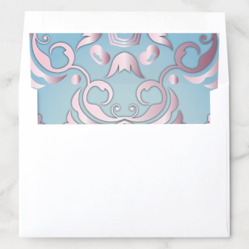 Luxury Chic Elegant Pink Border On Aquamarine Blue Envelope Liner