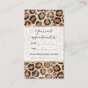 Luxury Chic Gold Black Brown Leopard Animal Print Appointment Card