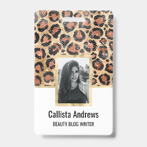 Luxury Chic Gold Black Brown Leopard Animal Print Badge