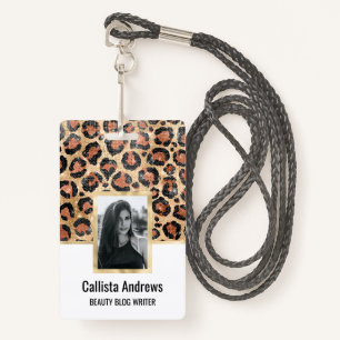 Luxury Chic Gold Black Brown Leopard Animal Print Badge