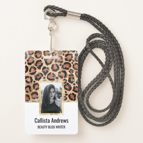 Luxury Chic Gold Black Brown Leopard Animal Print Badge