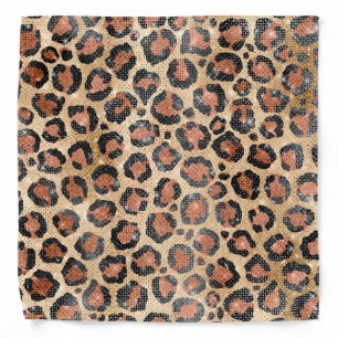 Luxury Chic Gold Black Brown Leopard Animal Print Bandana